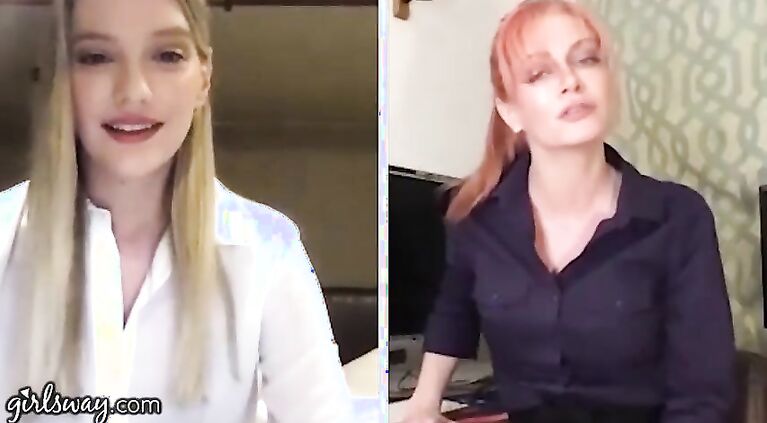 GIRLSWAY Kenna James And Her Boss Masturbate Remotely During The Quarantine