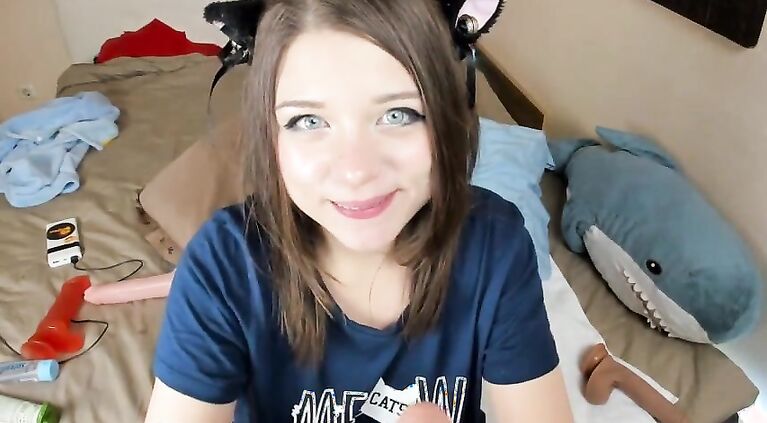 Cute catgirl blowjob