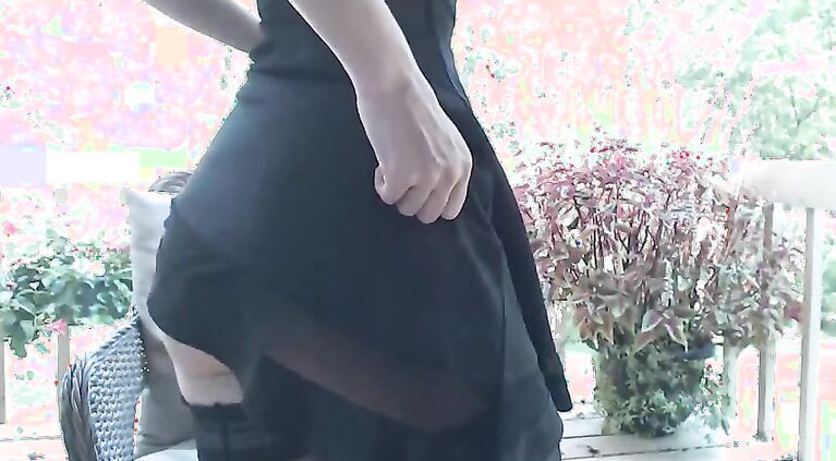 In the garden sexy teen showing ass Outdoors