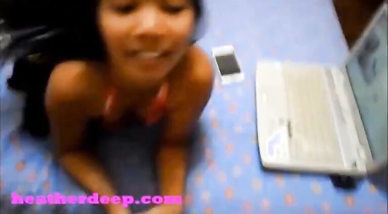Heather Deep webcamming gets interupted by a cock