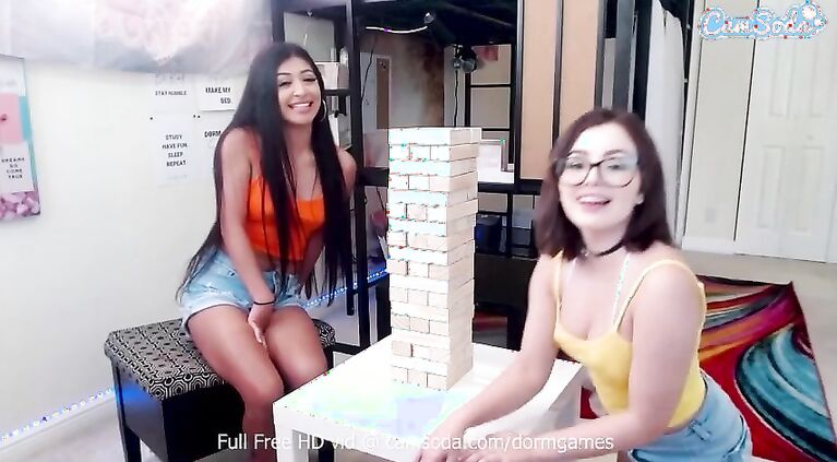Teen dorm roommates play with each other