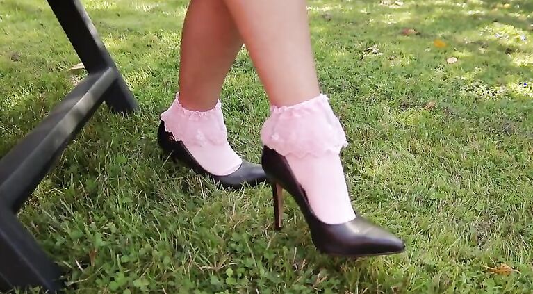 High Heels And Frilly Socks Dangling Outdoor