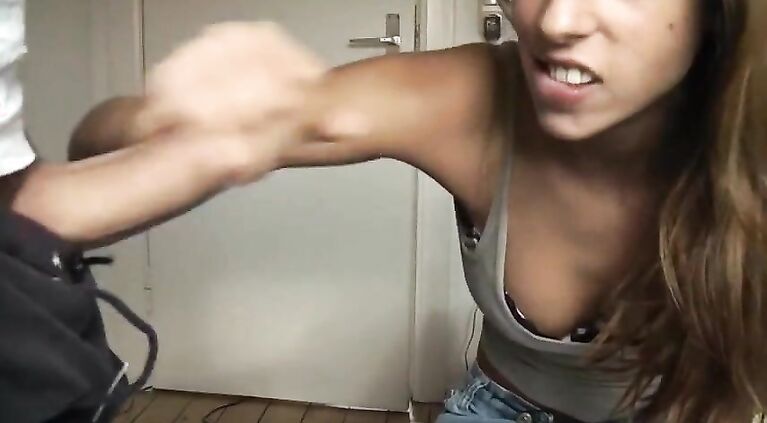 Clothed blowjob and sex with cumshot on webcam