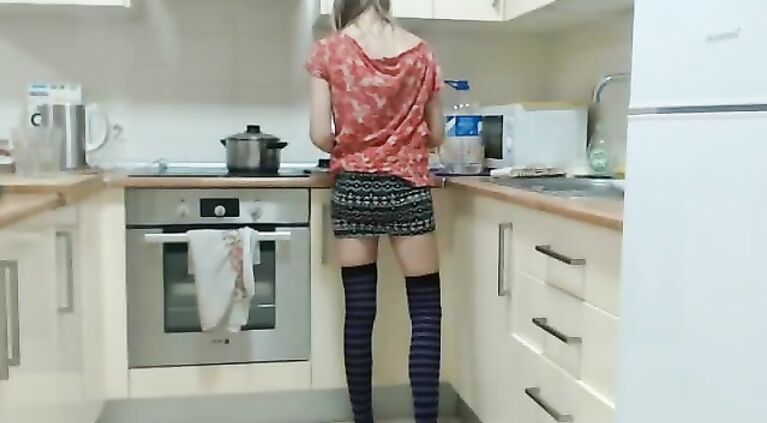 No Nude Mini Skirt In The Kitchen