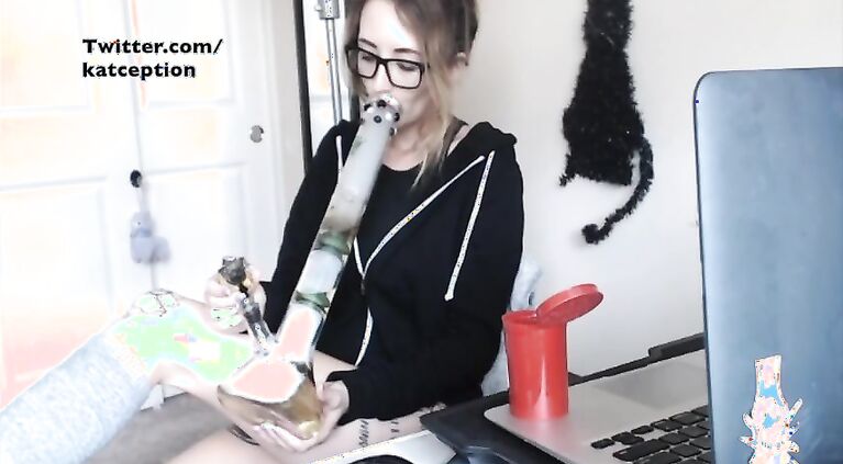 Stoner Slut 420 Smoked out of glass bong