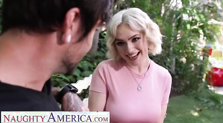 Naughty America - Busty rich girl Gracie Gates hooks up with bad boy while parents are out