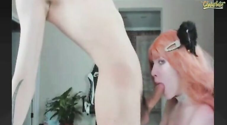 orange hair big boob cute girl