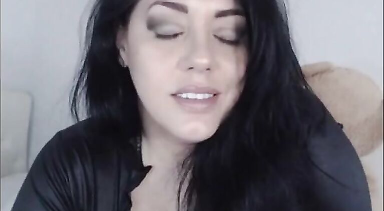 Babe flashing huge natural tits on cam