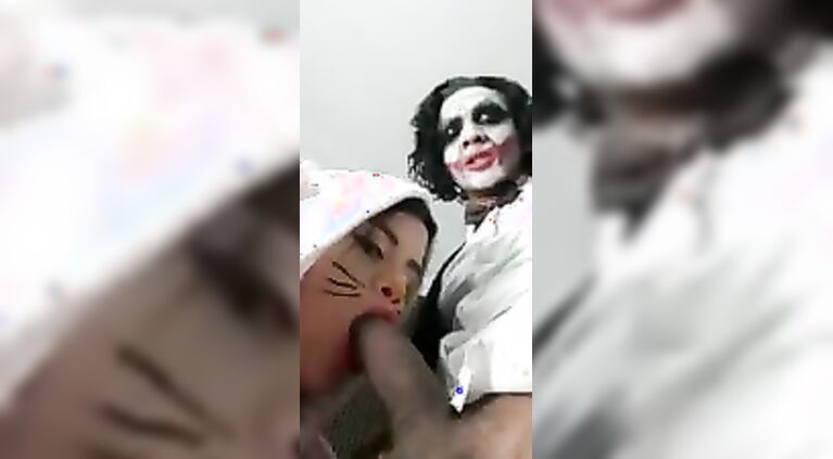 Threesome candacesxhot suck dick of the joker in halloween