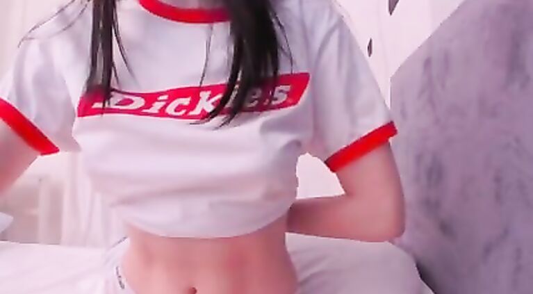 Skinny with big tits playing with herself