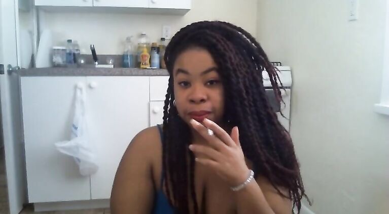 Phat Ass Smoking Hairy Pussy Thick Ebony BBW Kitchen Cleaning - Cami Creams