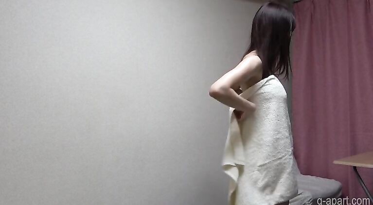 Slender Japanese Girl with Natural Big Tits in the Shower