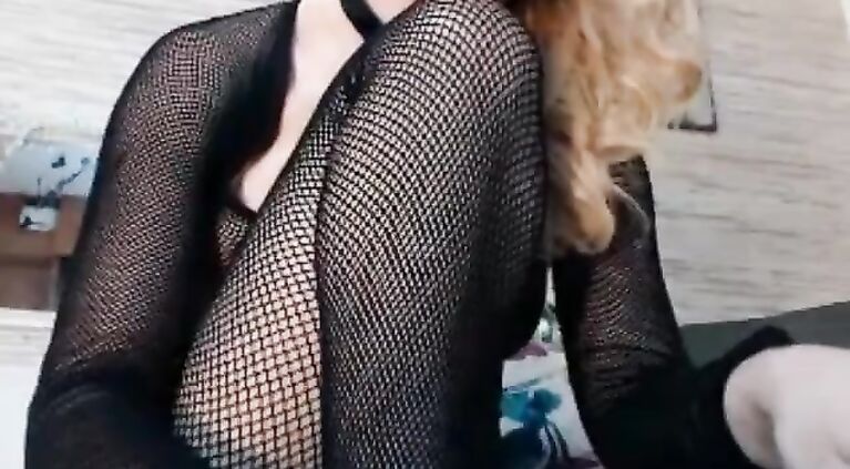Masturbating and sexy bodystockings foot job