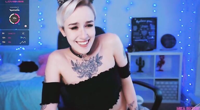 Recorded stream on chaturbate , cute girl plays with lush and hitachi