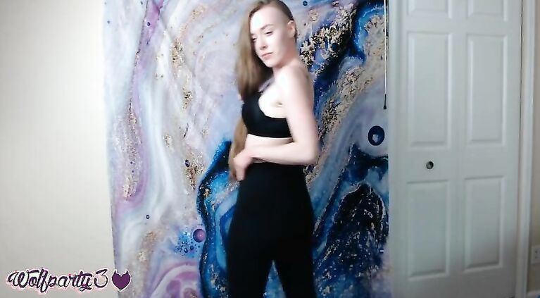 Big Booty Blonde Trying on Leggings Small Waist Big Ass