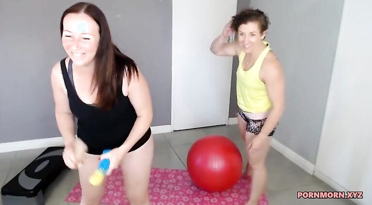 2 milfs exercise with vibrators