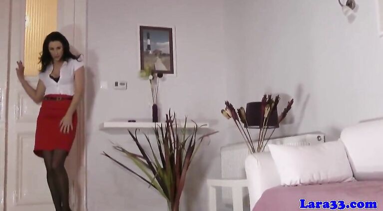 Euro glamour MILF solo toy playing for webcam